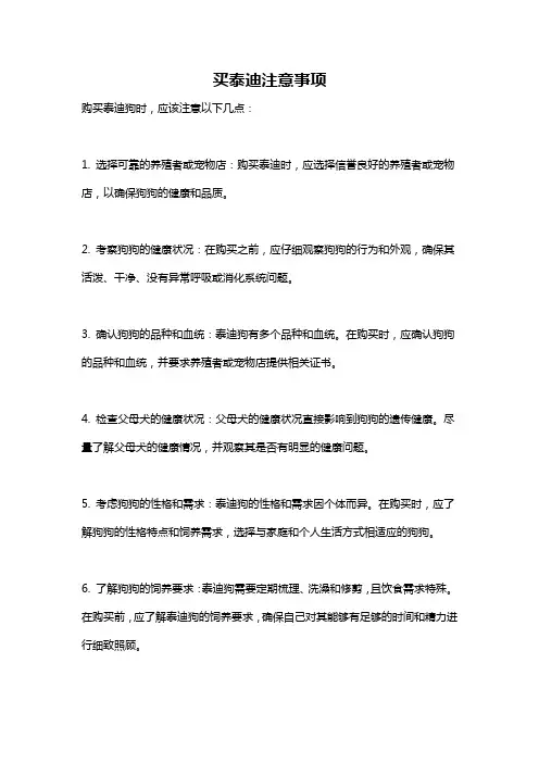 买泰迪注意事项