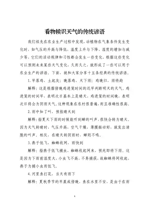 看物候识天气的传统谚语