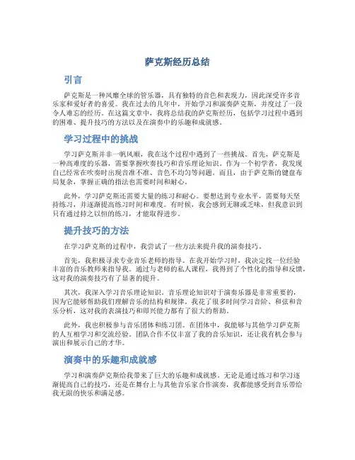 萨克斯经历总结