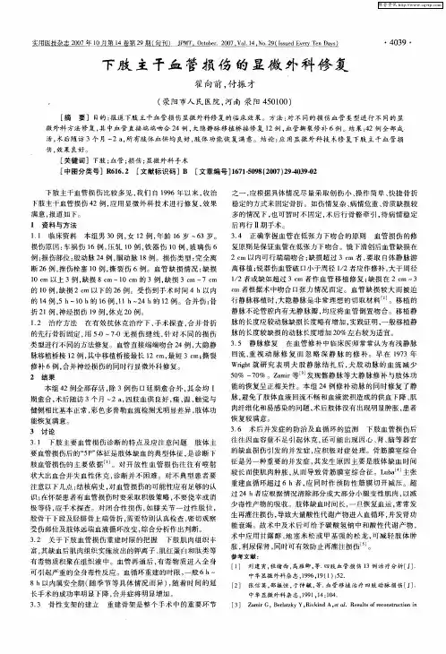 下肢主干血管损伤的显微外科修复