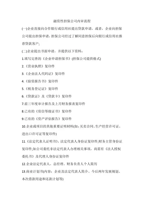 融资性担保公司内审流程