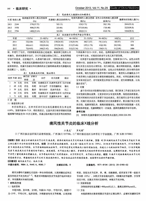 痛风性关节炎的临床X线分析