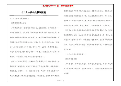 十二月小班幼儿教学随笔