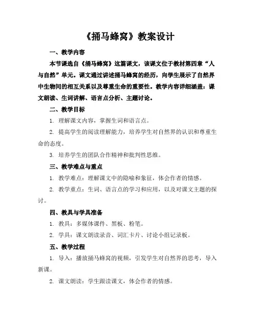 《捅马蜂窝》教案设计