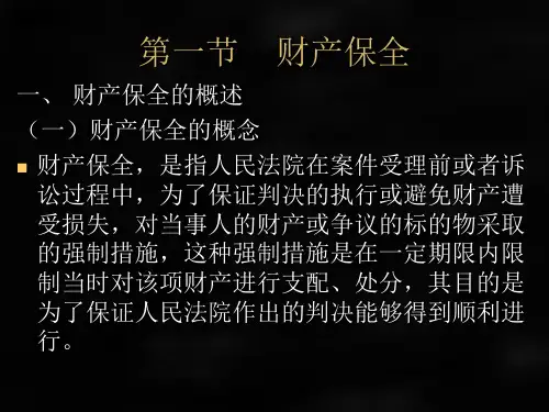 民事诉讼法课件第十八章财产保全与先予执行