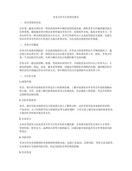 劳务合作可行性研究报告