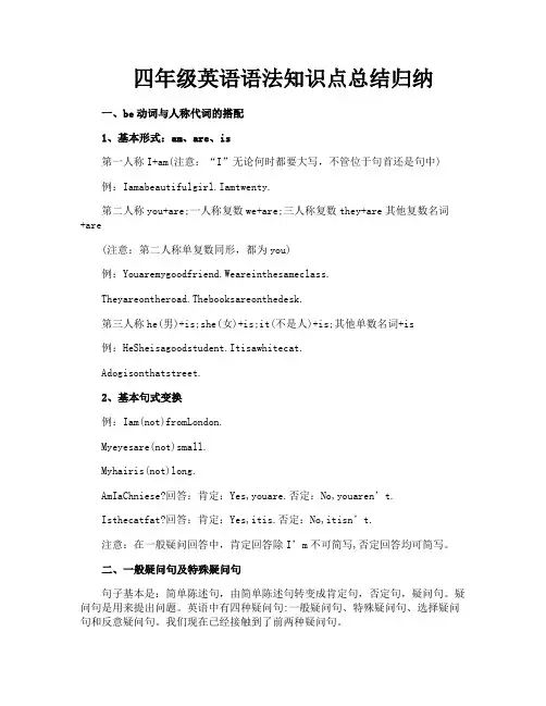 四年级英语语法知识点总结归纳