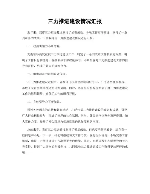 三力推进建设情况汇报