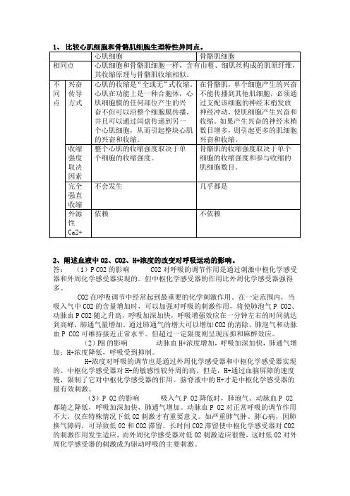动物生理学课后习题答案