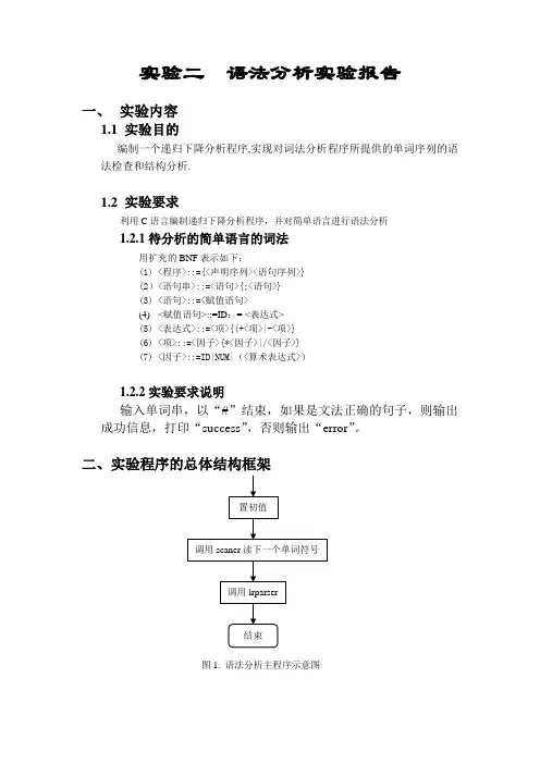 编译原理语法分析实验报告