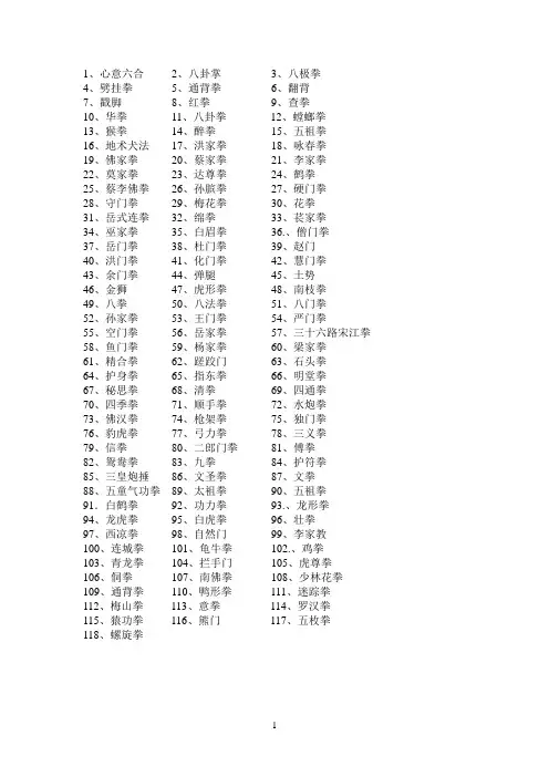拳种类