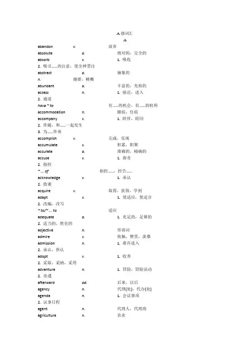 山东专升本英语-大纲词汇完整版