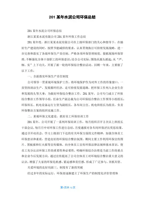 2022年水泥公司环保总结