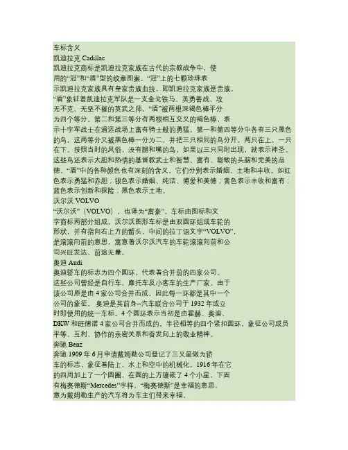 世界名车车标含义大全(图文详解)