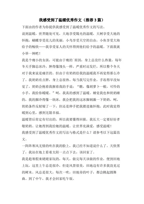 我感受到了温暖优秀作文(推荐3篇)