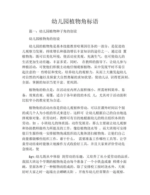 幼儿园植物角标语