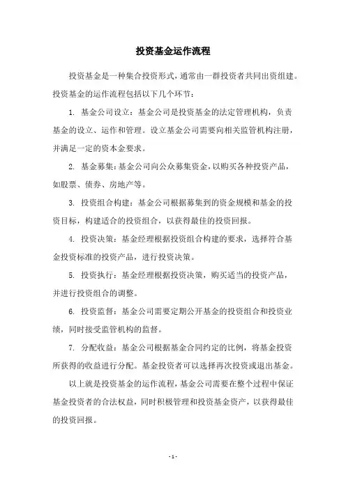 投资基金运作流程
