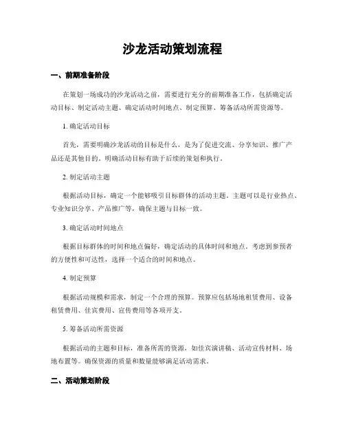 沙龙活动策划流程
