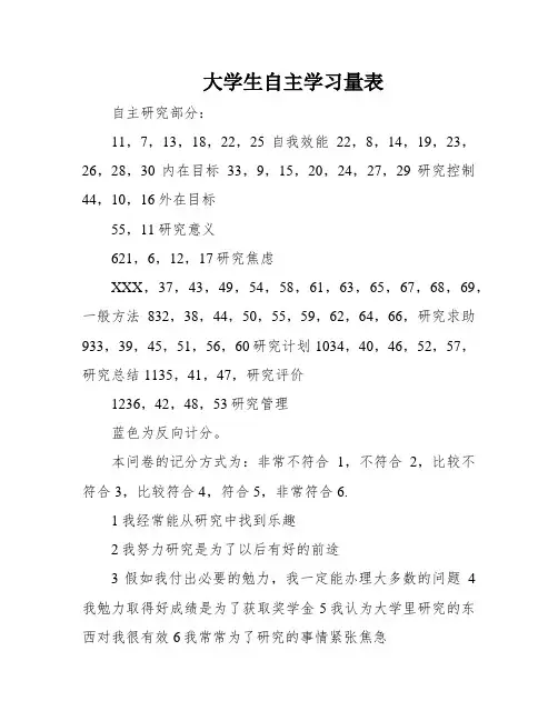 大学生自主学习量表