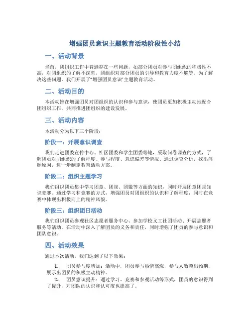 增强团员意识主题教育活动阶段性小结