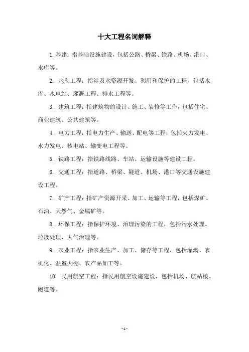 十大工程名词解释