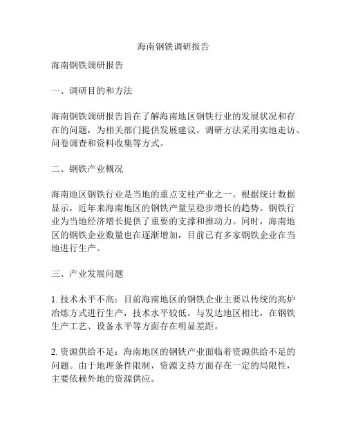 海南钢铁调研报告