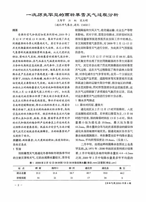 一次历史罕见的雨转暴雪天气过程分析