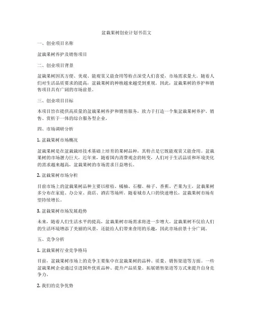 盆栽果树创业计划书范文
