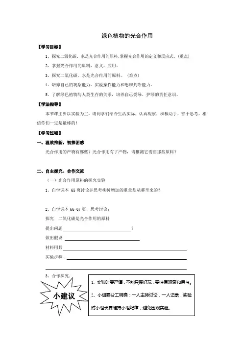 绿色植物的光合作用二