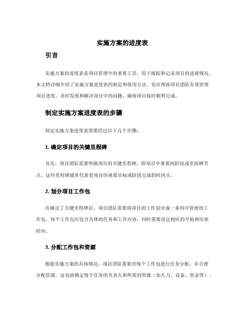 实施方案的进度表