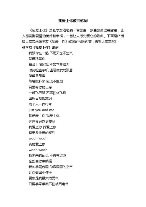 我爱上你歌曲歌词