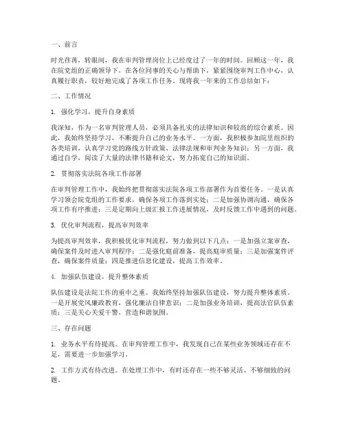 审判管理个人工作总结范文