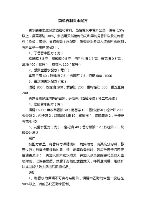 简单自制香水配方