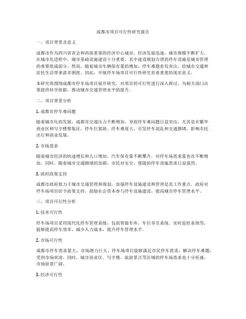成都市项目可行性研究报告