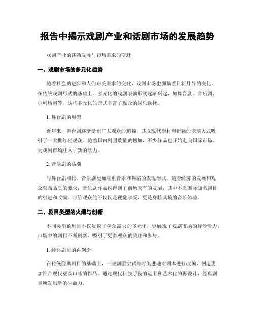 报告中揭示戏剧产业和话剧市场的发展趋势