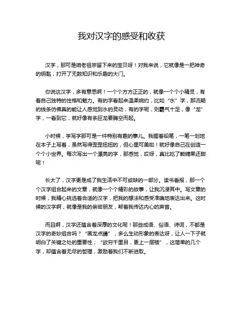 我对汉字的感受和收获