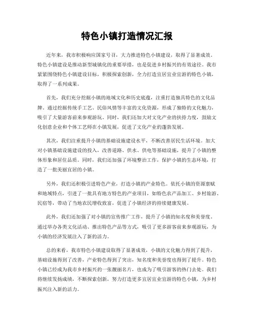 特色小镇打造情况汇报
