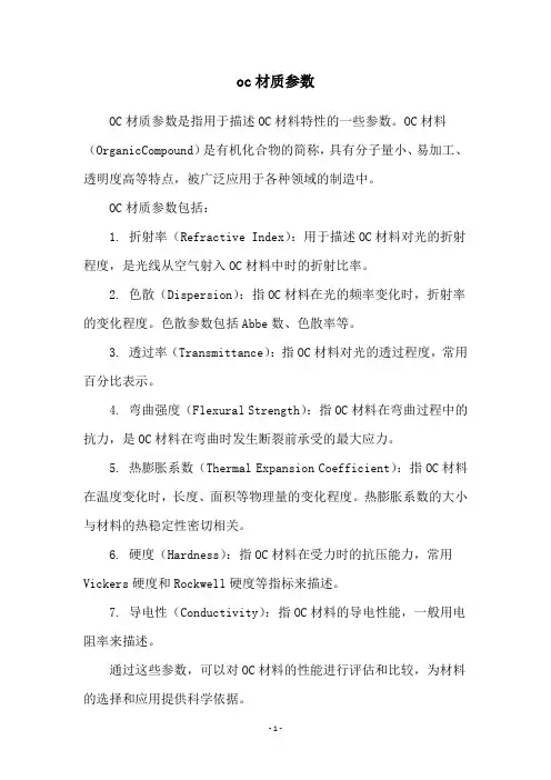 oc材质参数