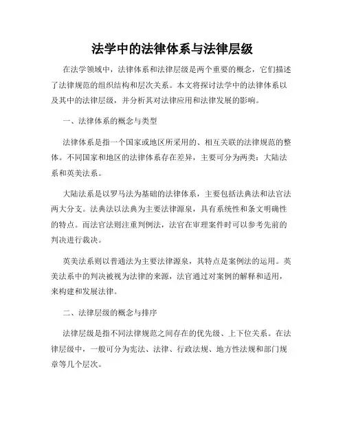 法学中的法律体系与法律层级