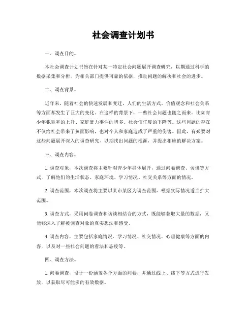 社会调查计划书