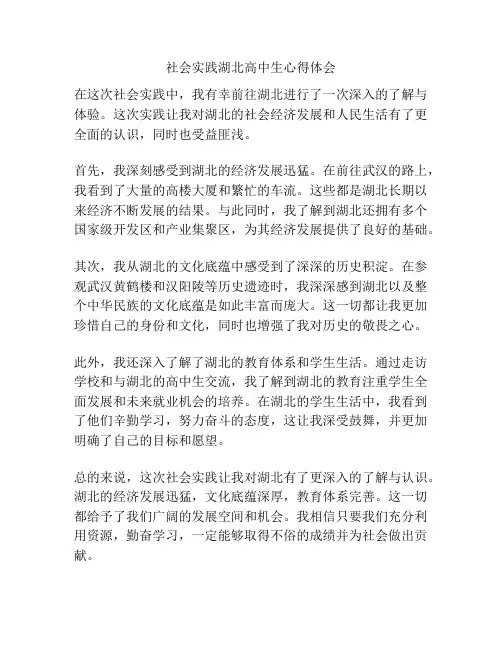 社会实践湖北高中生心得体会