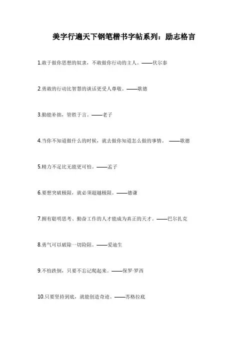 美字行遍天下钢笔楷书字帖系列：励志格言