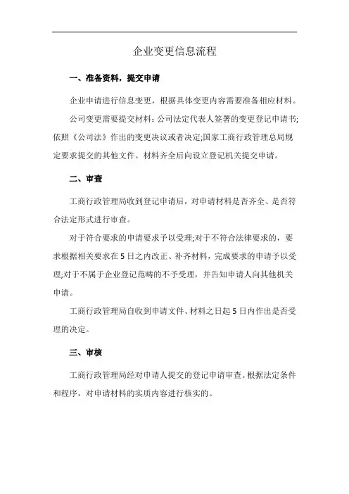 企业变更信息流程