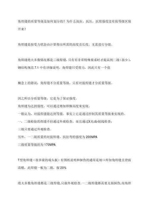 角焊缝的质量等级是如何划分的