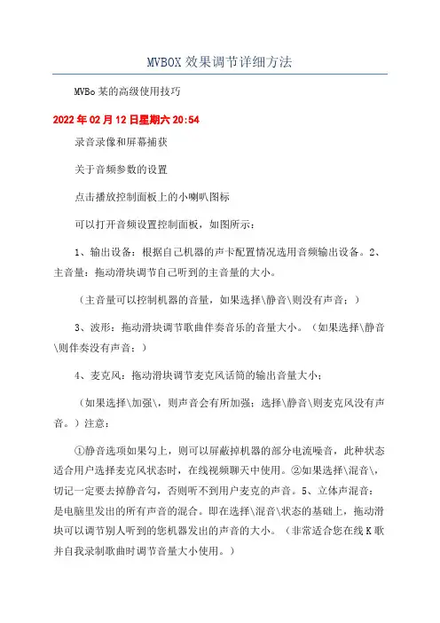 MVBOX效果调节详细方法