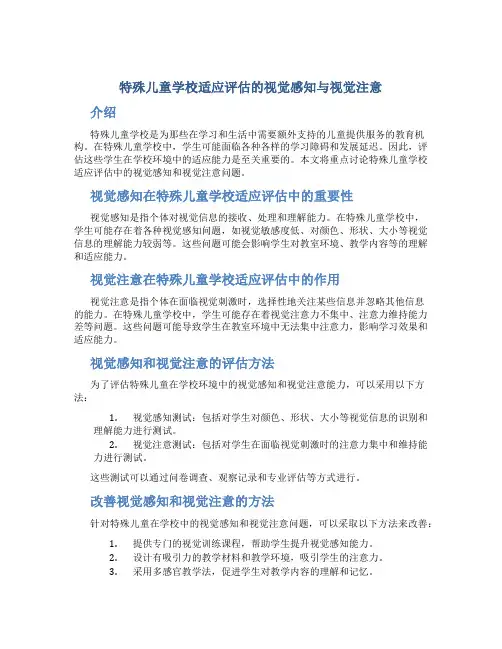 特殊儿童学校适应评估的视觉感知与视觉注意