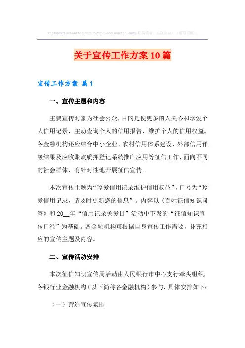 关于宣传工作方案10篇