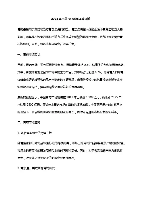 2023年胃药行业市场规模分析