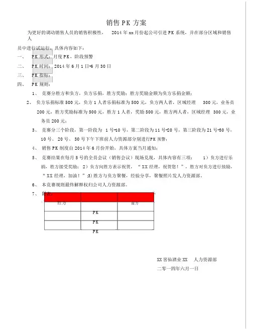 销售PK方案