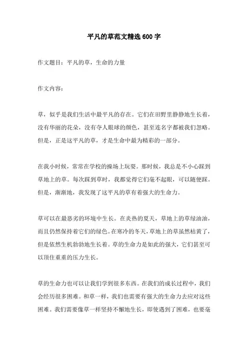 平凡的草范文精选600字